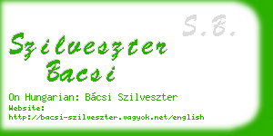szilveszter bacsi business card